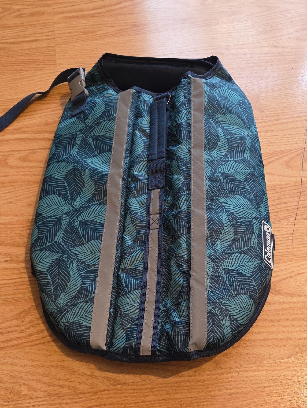Coleman Teal Leaf-Print Dog Swim Jacket